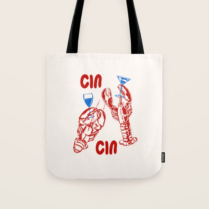 Cin Cin Lobster Doodle Tote Bag Gallery Image 1
