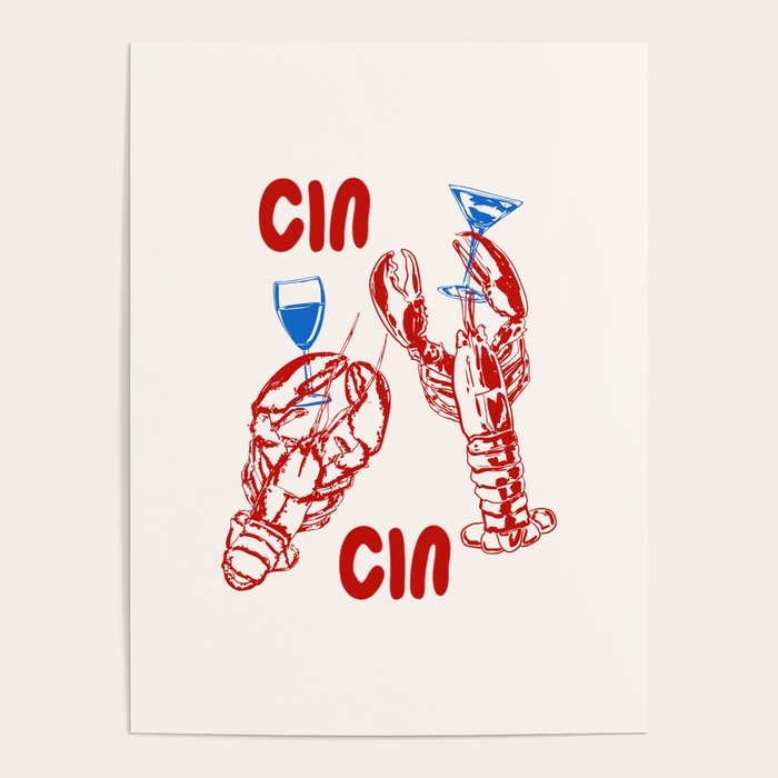 Cin Cin Lobster Doodle Poster Gallery Image 1