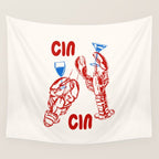 Cin Cin Lobster Doodle Wall Tapestry Gallery Image 4