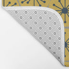 Atomic Dots Midcentury Modern Retro Pattern in Navy Blue, Light Mustard, and Gray Bath Mat Gallery Image 2
