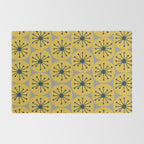 Atomic Dots Midcentury Modern Retro Pattern in Navy Blue, Light Mustard, and Gray Rug Gallery Image 2