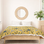 Atomic Dots Midcentury Modern Retro Pattern in Navy Blue, Light Mustard, and Gray Duvet Cover Gallery Image 3