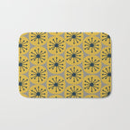 Atomic Dots Midcentury Modern Retro Pattern in Navy Blue, Light Mustard, and Gray Bath Mat Gallery Image 1