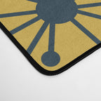 Atomic Dots Midcentury Modern Retro Pattern in Navy Blue, Light Mustard, and Gray Desk Mat Gallery Image 4