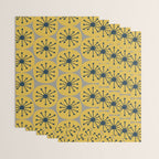 Atomic Dots Midcentury Modern Retro Pattern in Navy Blue, Light Mustard, and Gray Wrapping Paper Gallery Image 3