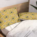 Atomic Dots Midcentury Modern Retro Pattern in Navy Blue, Light Mustard, and Gray Pillow Sham Gallery Image 2
