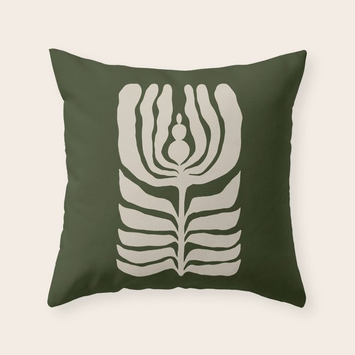 Night Bloom - Green Throw Pillow Gallery Image 6