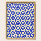Vintage geometric blue flower art pattern Serving Tray Gallery Image 1