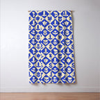 Vintage geometric blue flower art pattern Window Curtain Gallery Image 3