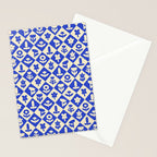 Vintage geometric blue flower art pattern Stationery Card Gallery Image 2
