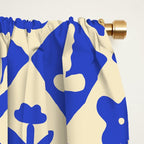 Vintage geometric blue flower art pattern Window Curtain Gallery Image 2