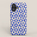 Vintage geometric blue flower art pattern iPhone Case Gallery Image 1