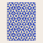 Vintage geometric blue flower art pattern Poster Gallery Image 4