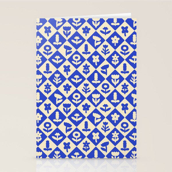 Vintage geometric blue flower art pattern Stationery Card Gallery Image 2