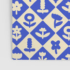 Vintage geometric blue flower art pattern Poster Gallery Image 3