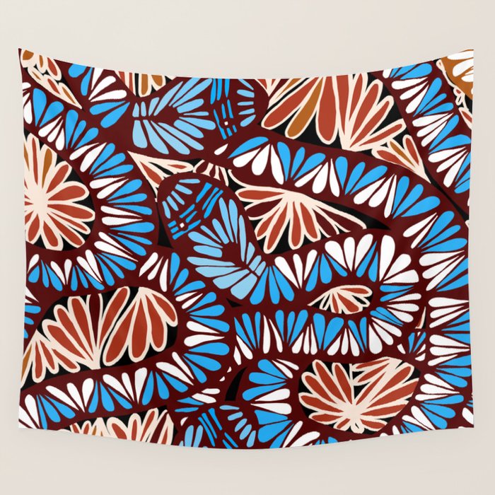 Colorful snakes and flowers Wall Tapestry Gallery Image 4