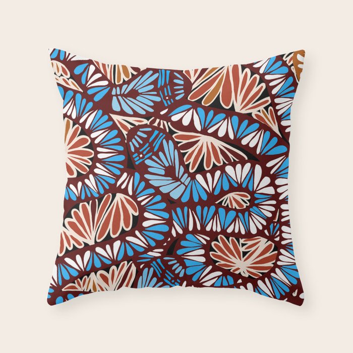Colorful snakes and flowers Throw Pillow Gallery Image 1