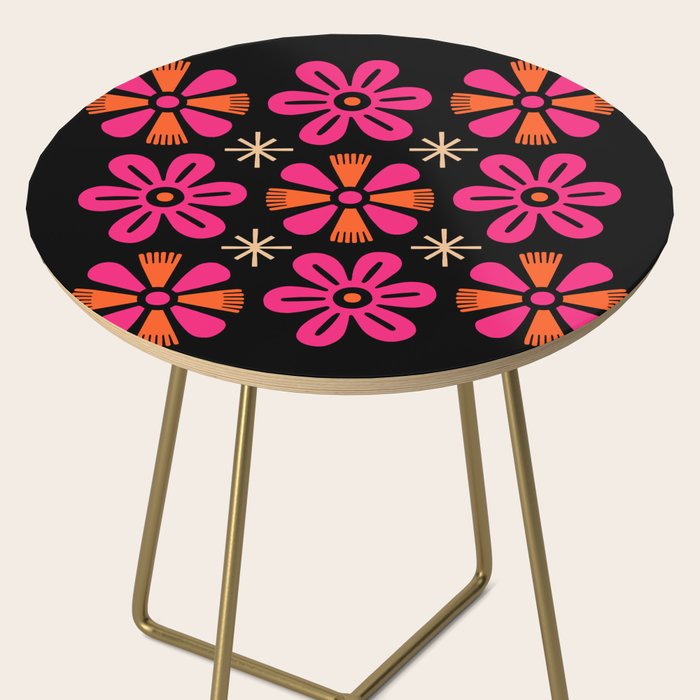 Retro Mid Century Modern Floral Pattern Side Table Gallery Image 2