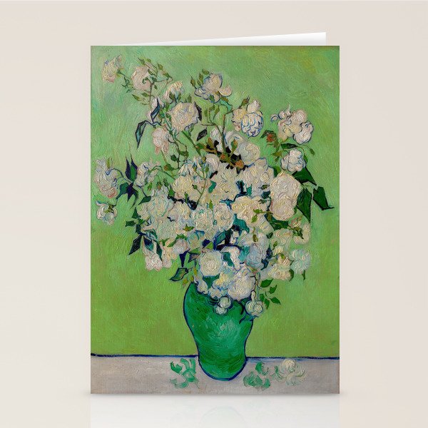 White Rose In A Vase Vincent van Gogh 1890 Oil on Canvas Still Life With Floral Arrangement Stationery Card Gallery Image 1