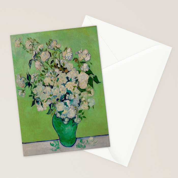 White Rose In A Vase Vincent van Gogh 1890 Oil on Canvas Still Life With Floral Arrangement Stationery Card Gallery Image 2