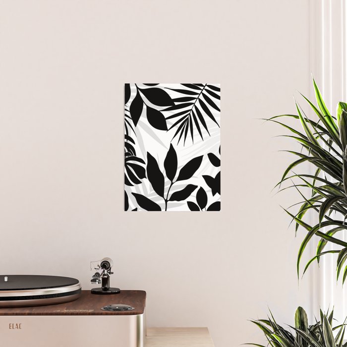 Tropical Vibes Black And White Foliage  Poster Gallery Image 2