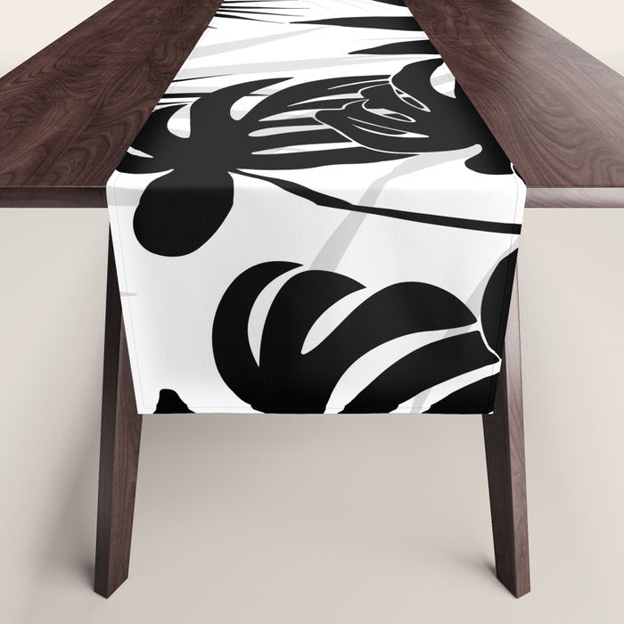 Tropical Vibes Black And White Foliage  Table Runner Gallery Image 1