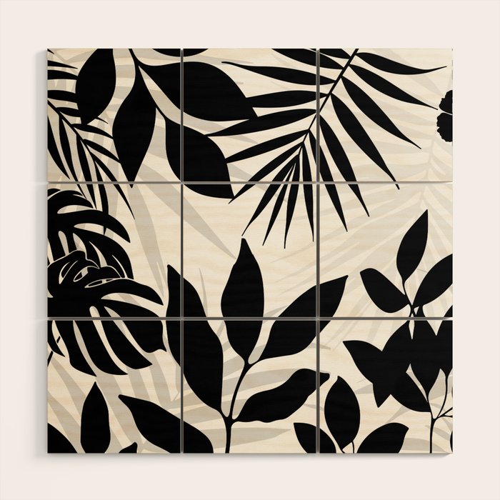 Tropical Vibes Black And White Foliage  Wood Wall Art Gallery Image 1