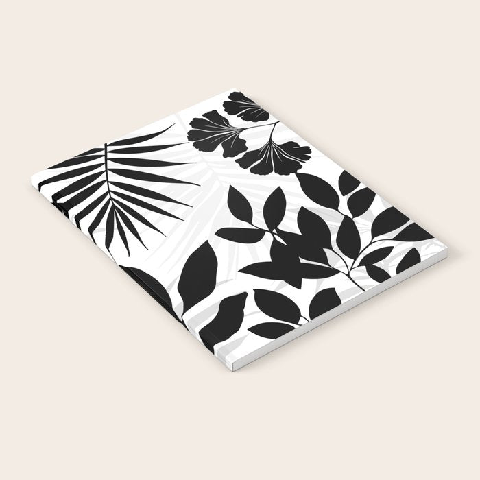 Tropical Vibes Black And White Foliage  Notebook Gallery Image 2