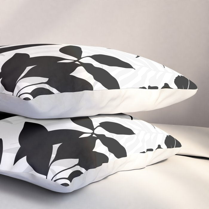Tropical Vibes Black And White Foliage  Pillow Sham Gallery Image 3