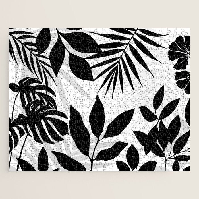 Tropical Vibes Black And White Foliage  Jigsaw Puzzle Gallery Image 1