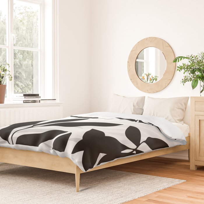 Tropical Vibes Black And White Foliage  Duvet Cover Gallery Image 2