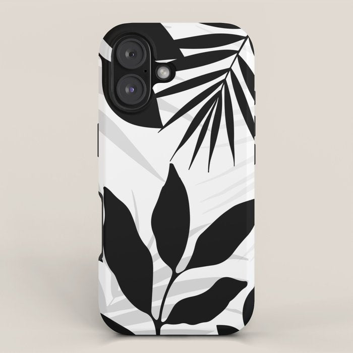 Tropical Vibes Black And White Foliage  iPhone Case Gallery Image 1