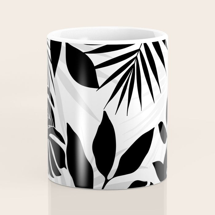 Tropical Vibes Black And White Foliage  Coffee Mug Gallery Image 4
