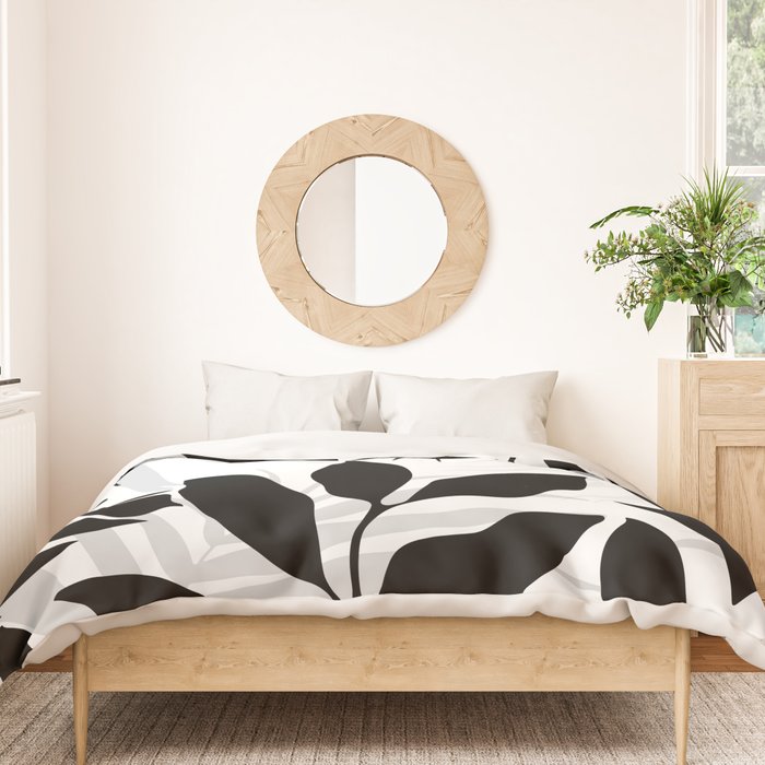 Tropical Vibes Black And White Foliage  Duvet Cover Gallery Image 3
