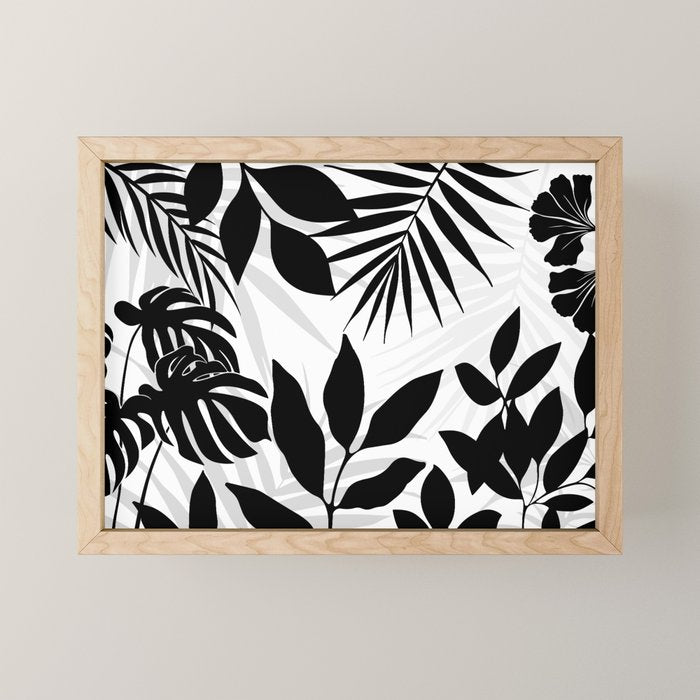 Tropical Vibes Black And White Foliage  Mini Art Print Gallery Image 1