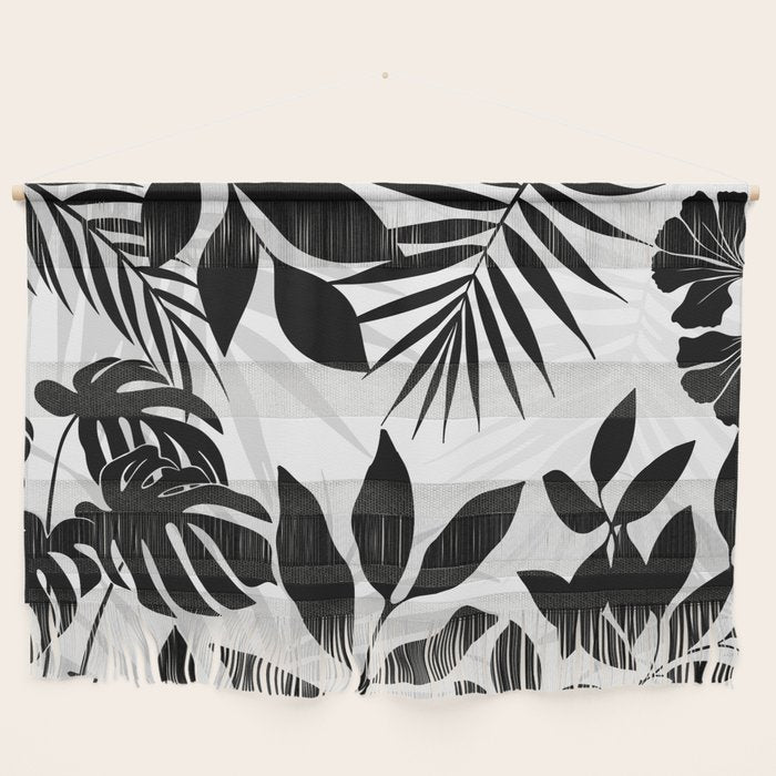 Tropical Vibes Black And White Foliage  Wall Hanging Gallery Image 1