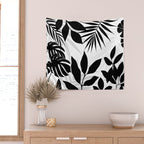 Tropical Vibes Black And White Foliage  Wall Tapestry Gallery Image 2