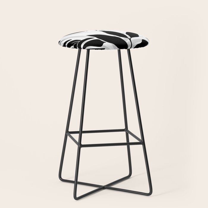 Tropical Vibes Black And White Foliage  Stool Gallery Image 1