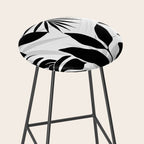 Tropical Vibes Black And White Foliage  Stool Gallery Image 2