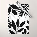 Tropical Vibes Black And White Foliage  Wrapping Paper Gallery Image 1