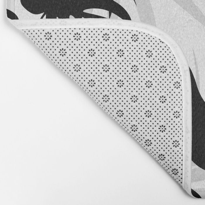 Tropical Vibes Black And White Foliage  Bath Mat Gallery Image 2