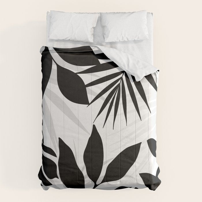 Tropical Vibes Black And White Foliage  Comforter Gallery Image 1