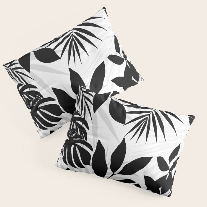 Tropical Vibes Black And White Foliage  Pillow Sham Gallery Image 3
