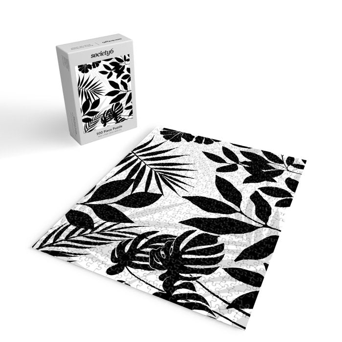 Tropical Vibes Black And White Foliage  Jigsaw Puzzle Gallery Image 2