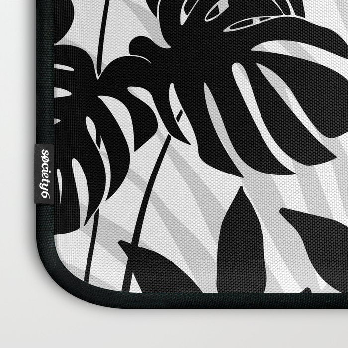 Tropical Vibes Black And White Foliage  Laptop Sleeve Gallery Image 3