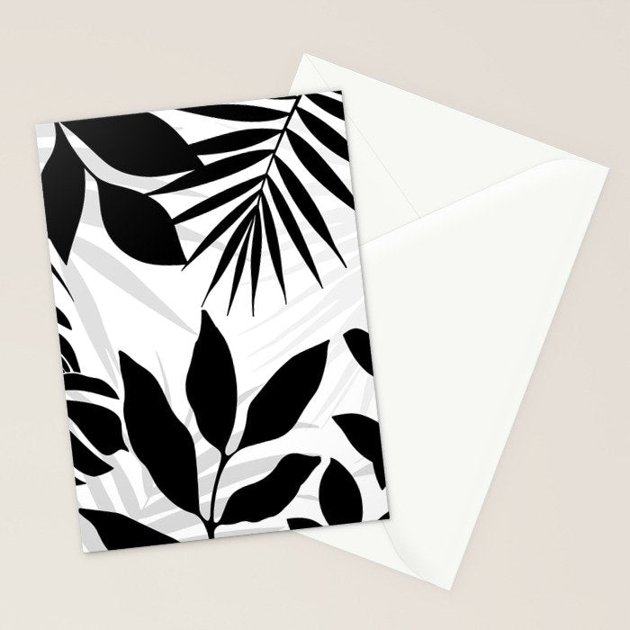 Tropical Vibes Black And White Foliage  Stationery Card Gallery Image 2