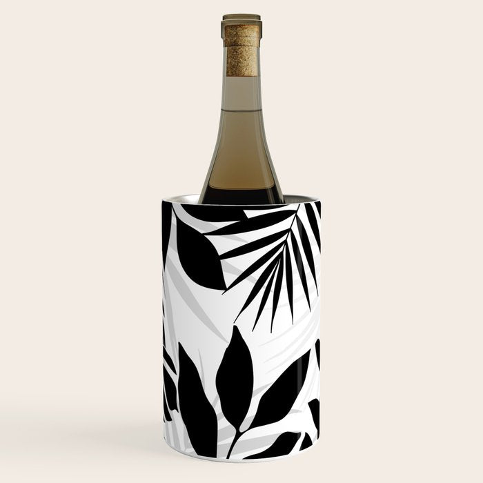 Tropical Vibes Black And White Foliage  Wine Chiller Gallery Image 1