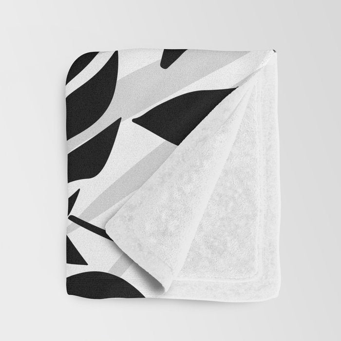 Tropical Vibes Black And White Foliage  Throw Blanket Gallery Image 3