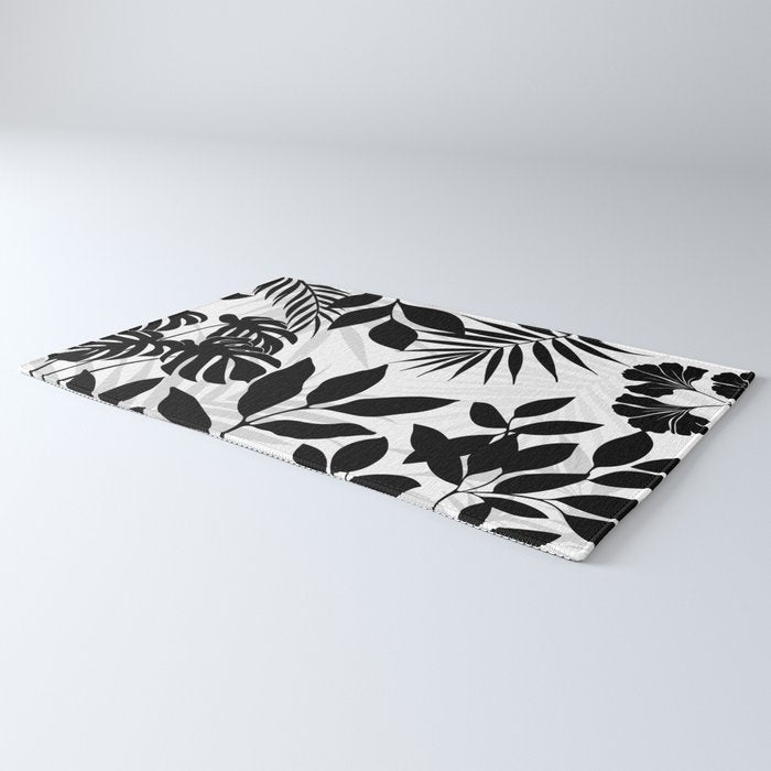 Tropical Vibes Black And White Foliage  Rug Gallery Image 3