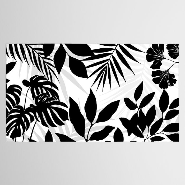 Tropical Vibes Black And White Foliage  Tablecloth Gallery Image 2